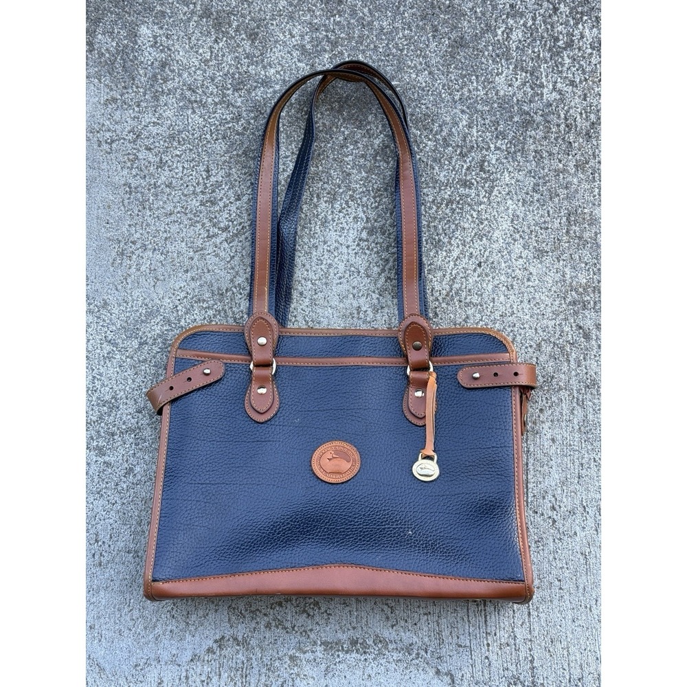 Beautiful Dooney & Bourke Navy Pebbled Leather Shoulder Satchel Briefcase